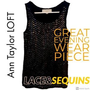 Ann Taylor LOFT Top Lace & Sequins Black Size XS
